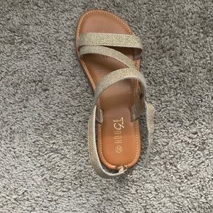 Rouge Helium gold glittered strapped sandals